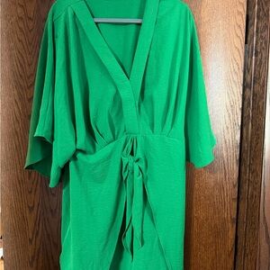 Cupshe Bright Green V-Neck Mini Dress